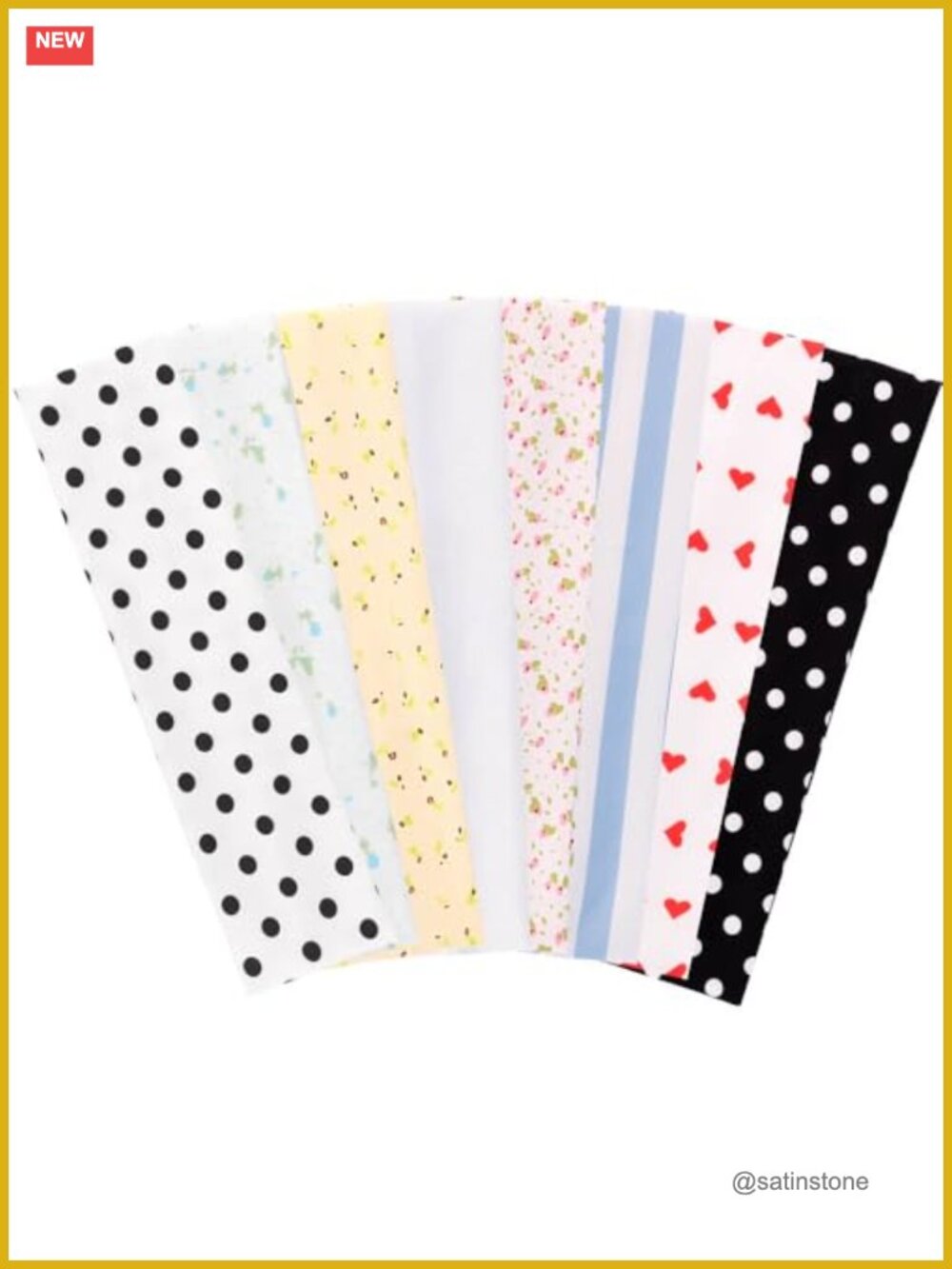 8pc Elastic Headbands Polycotton Non Slip Hair Accessories Women